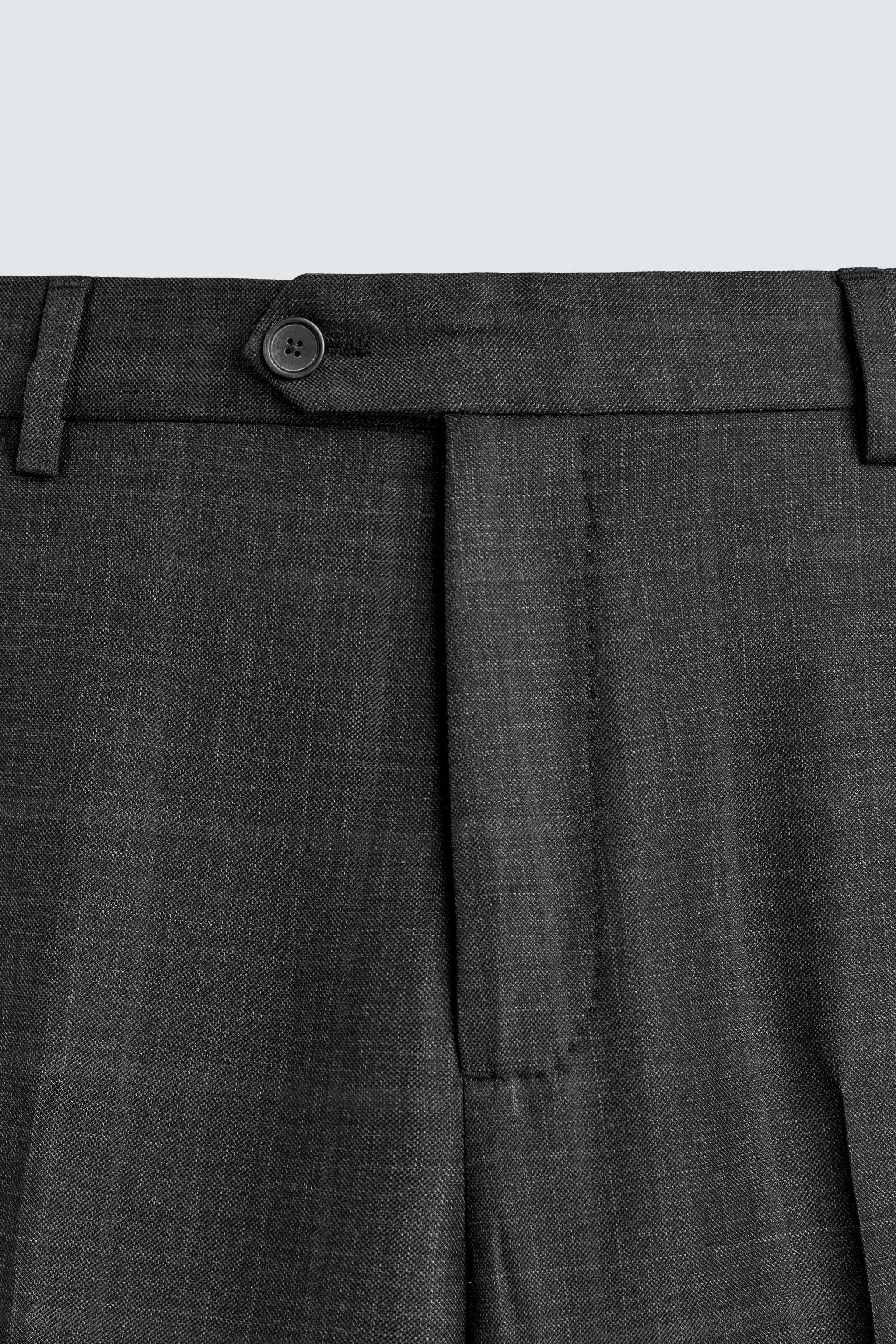 100% WOOL PLAID SUIT PANTS